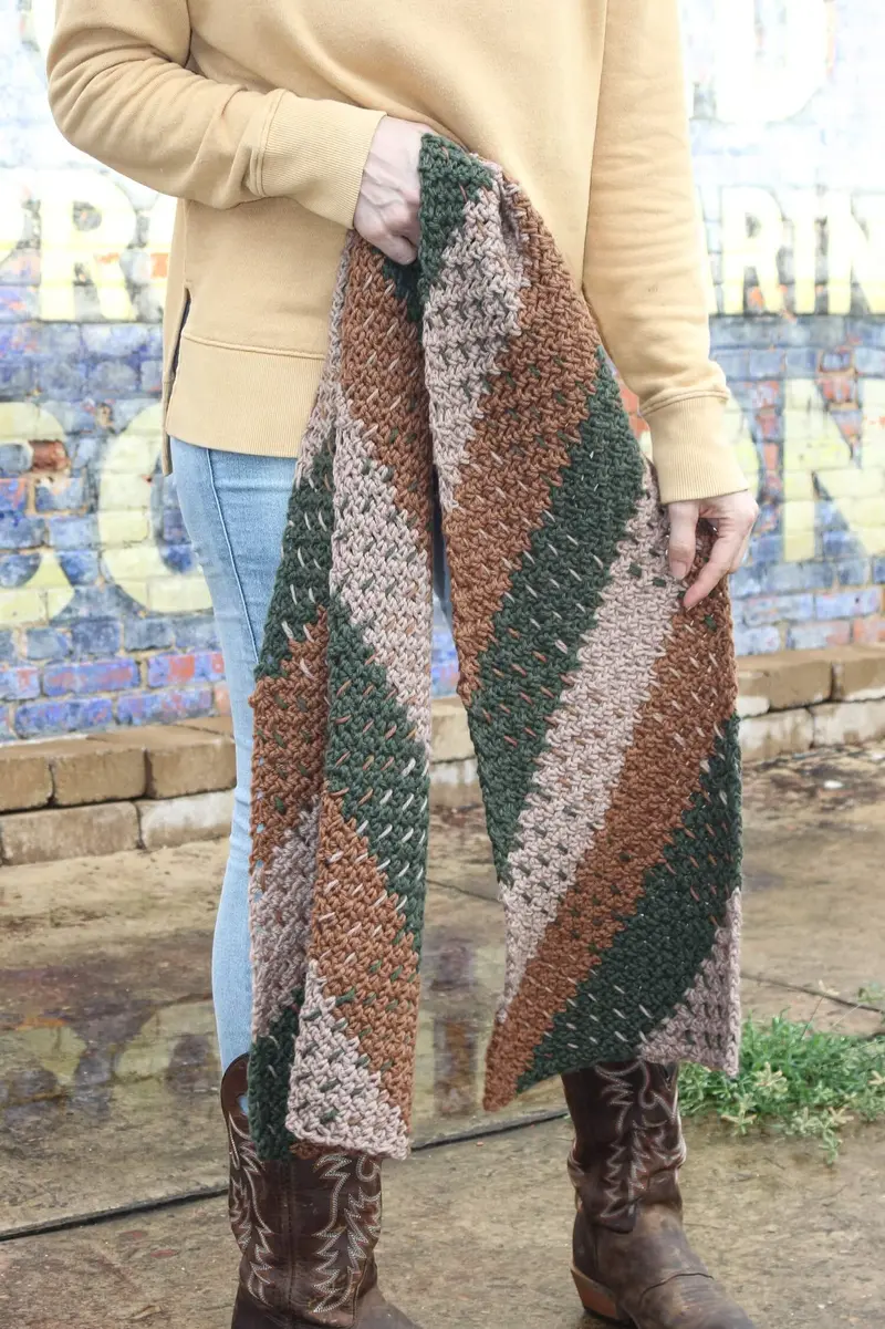 Crochet Kit - Plaid Scarf Wrap 1