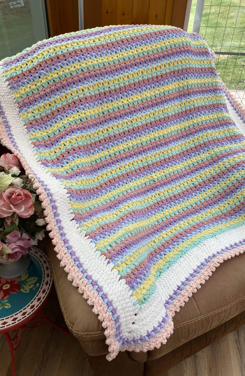Crochet Kit - Rainbow Clouds Throw 1