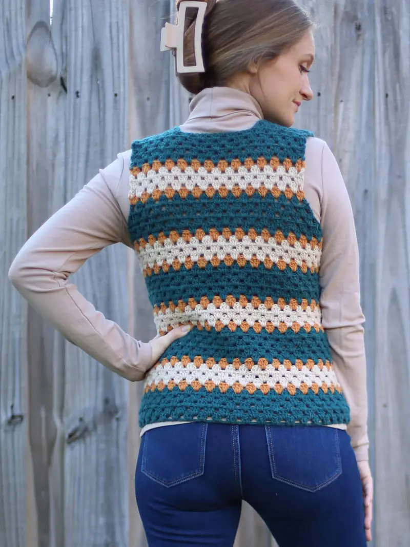 Crochet Kit - Retro Striped Granny Vest 2