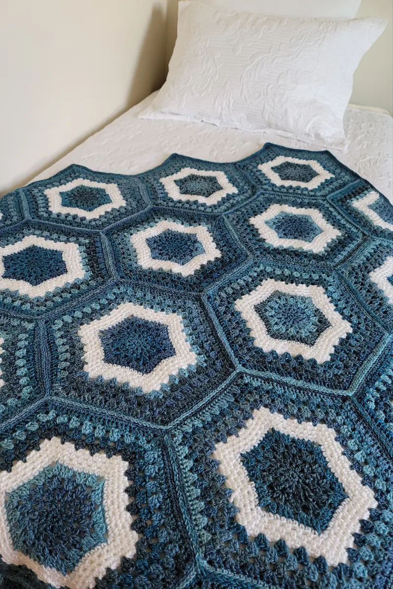 Crochet Kit - Sea Glass Hexagon Afghan 1