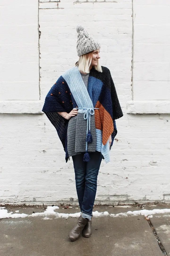 Crochet Kit - Shades Of Indigo Poncho 1