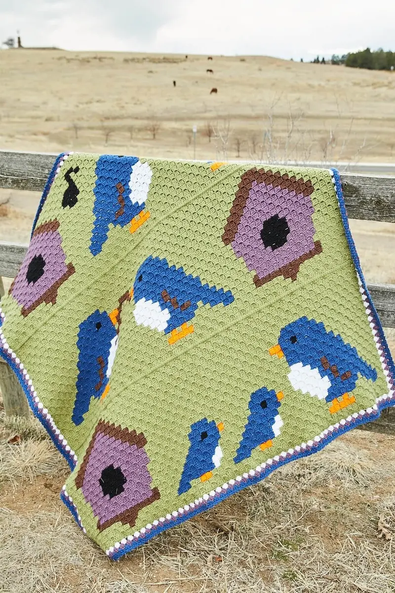 Crochet Kit - Spring Bluebirds Afghan 1