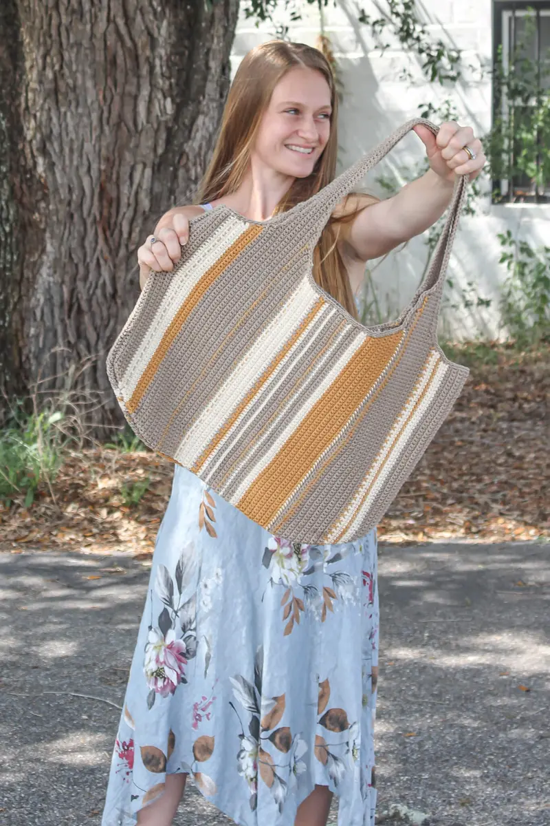Crochet Kit - Striped Tote Purse 1