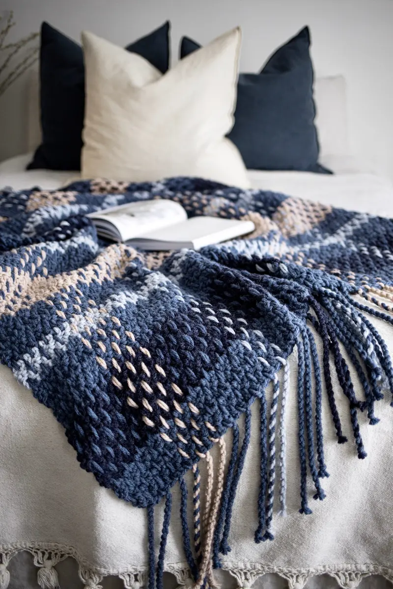 Crochet Kit - Wildwood Plaid Blanket 1