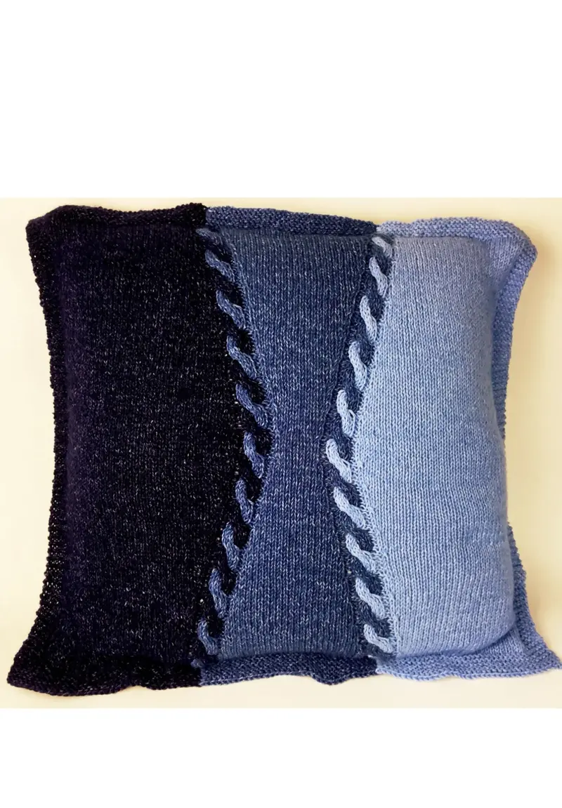 Denim Cables Floor Pillow (Knit) 1