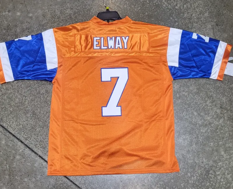 Denver Broncos John Elway Jersey # 7  Orange Blue Throwback 1