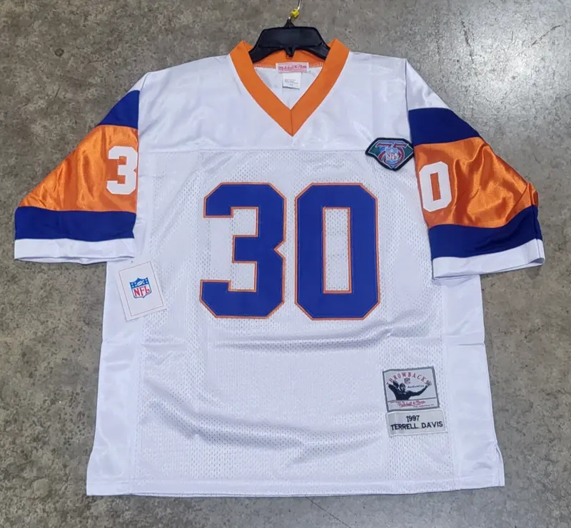 Denver Broncos Terrell Davis Jersey # 30 White Orange Throwback 2