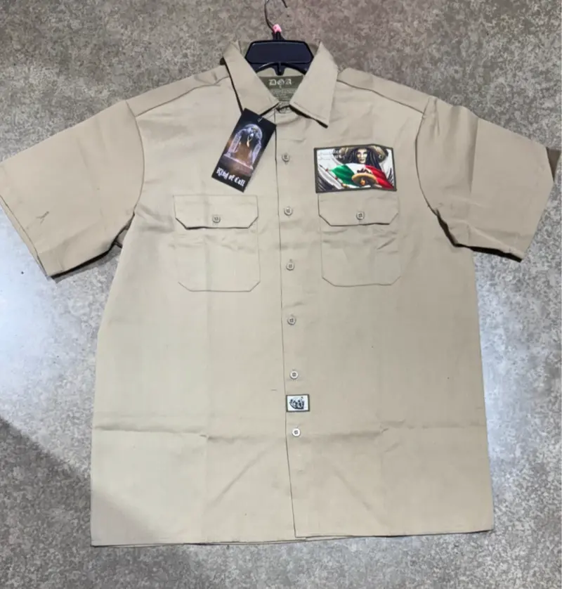 Dga Work Shirt Mi Bandera Khaki Button Up Lowrider Art David Gonzales 2