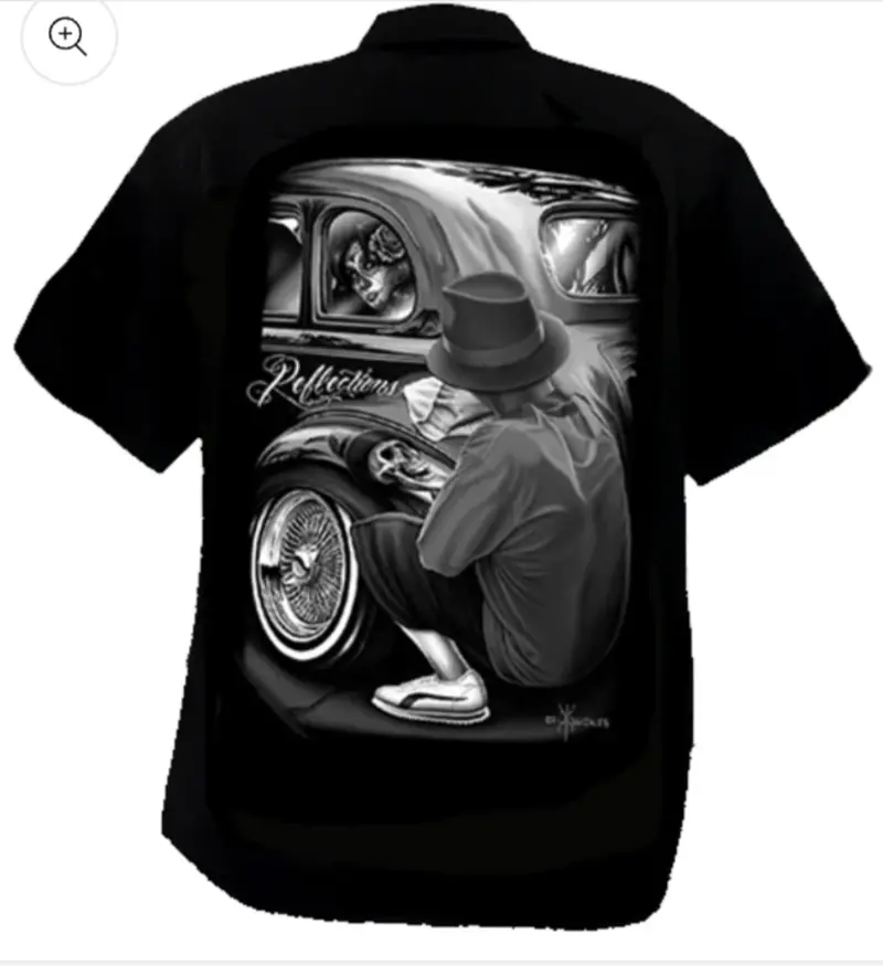 Dga Work Shirt Reflections Black Button Up Lowrider Art David Gonzales 1