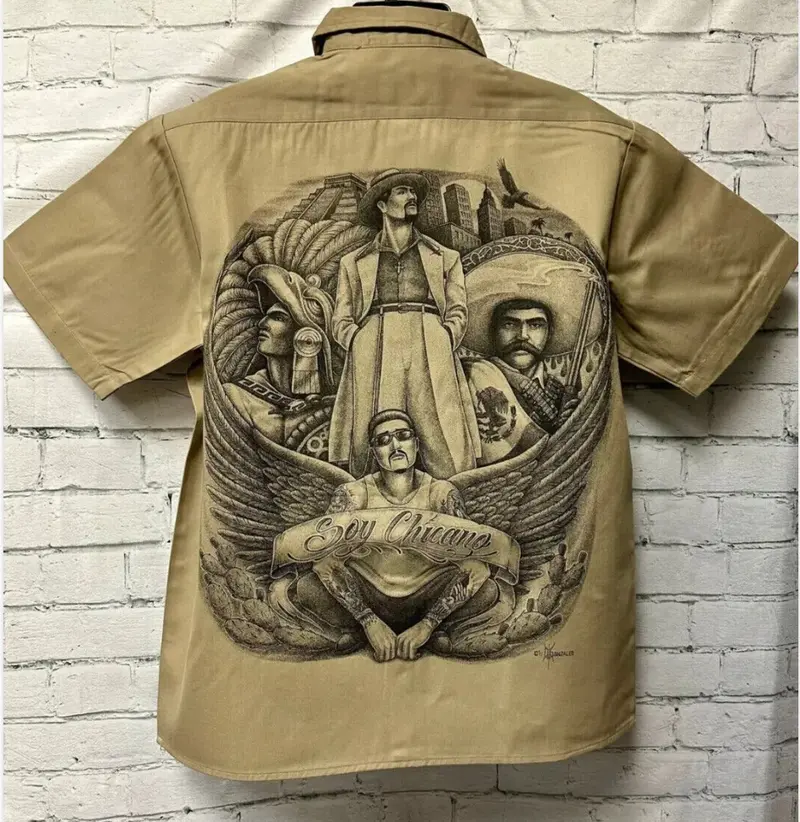 Dga Work Shirt Soy Chicano Khaki Button Up Lowrider Art David Gonzales 1