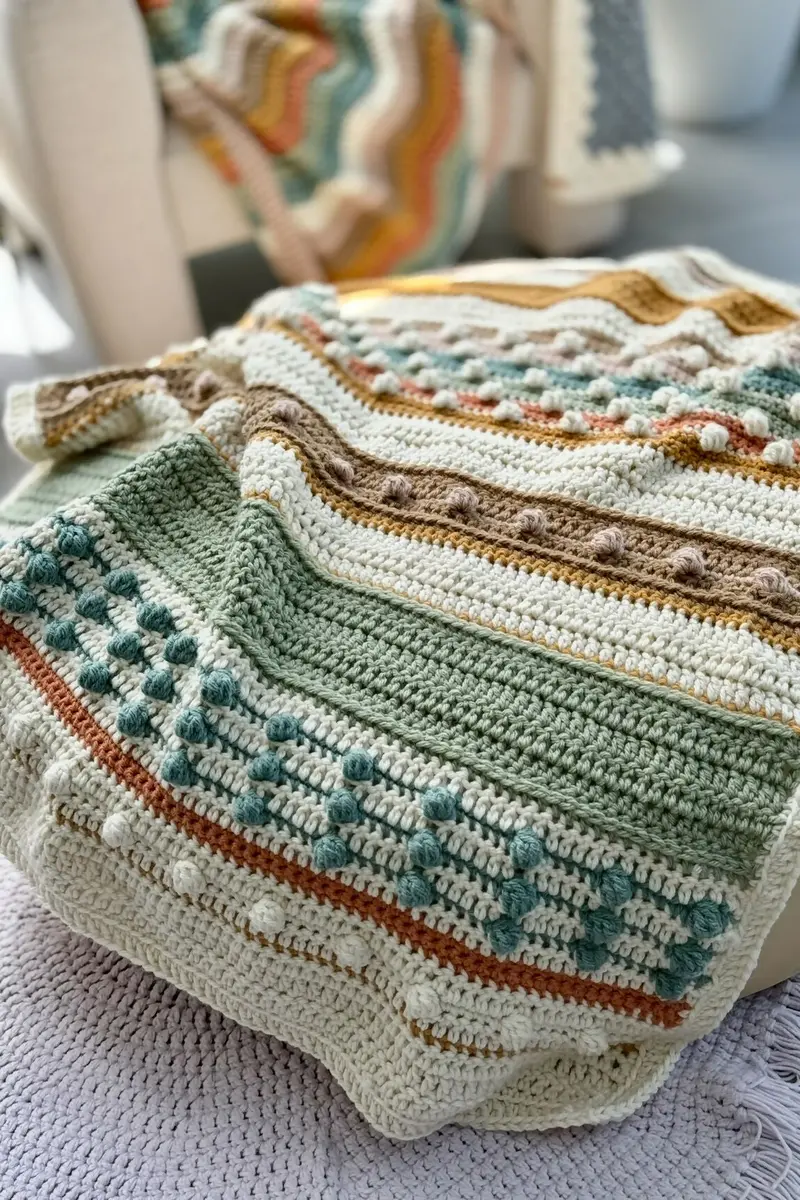 Dots And Dashes Throw Blanket (Crochet) 1