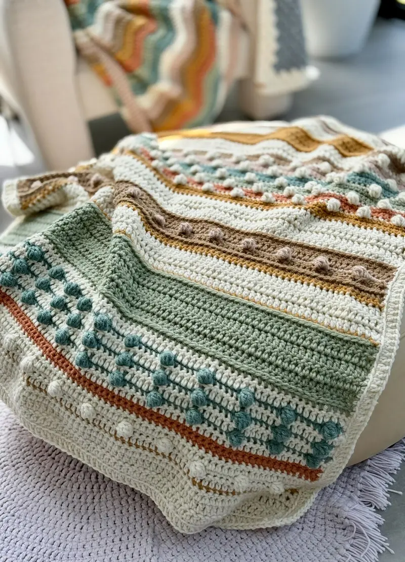 Dots And Dashes Throw Blanket (Crochet) 2