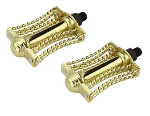 Double Square Twisted Butterfly Pedals 1/2" Gold. 1