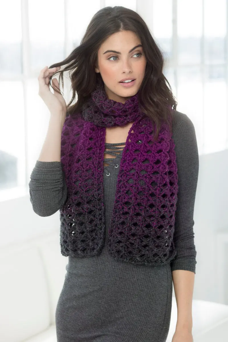 Eyelets And Clusters Scarf (Crochet) 1