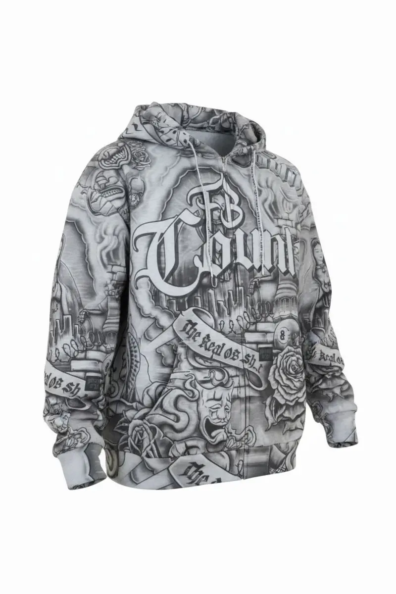 Fb County Inked Up Hoodie Hoody Black Grey Gray 1