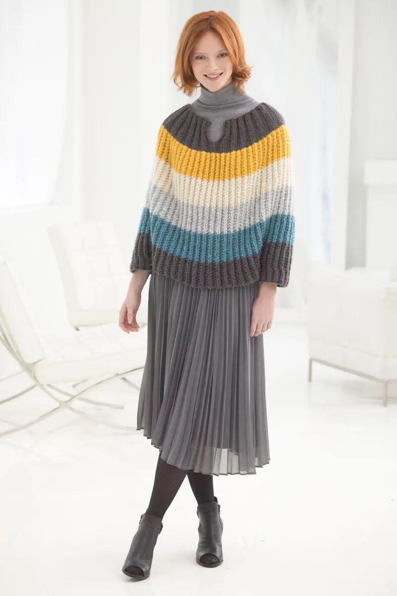 Flattering Striped Poncho (Knit) 1