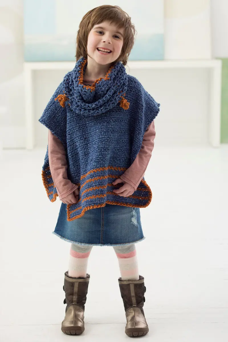 Girl's Poncho And Cowl (Crochet) 1