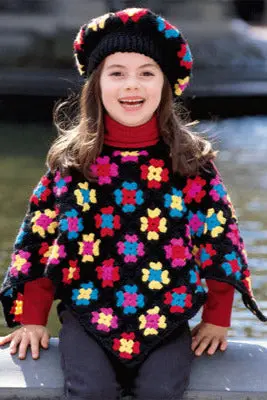 Granny Square Kids Poncho Pattern (Crochet) 1