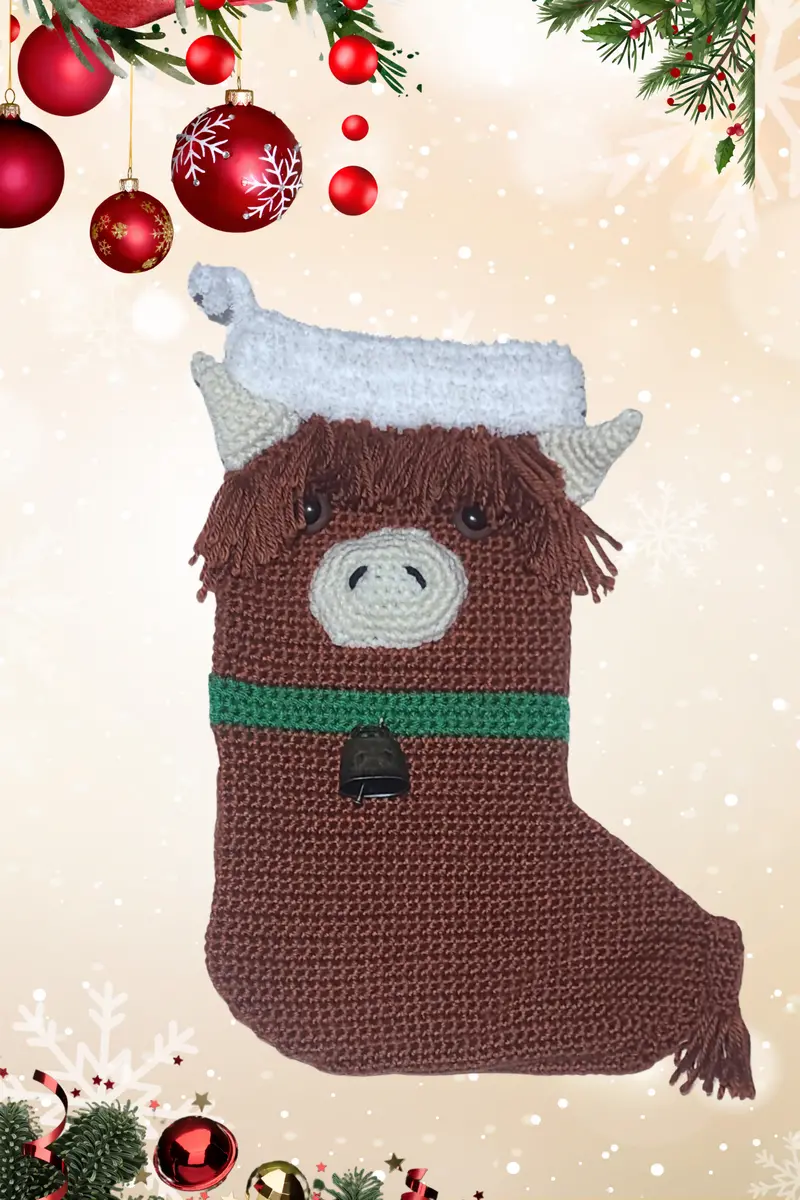 Highland Cow Stocking (Crochet) 1