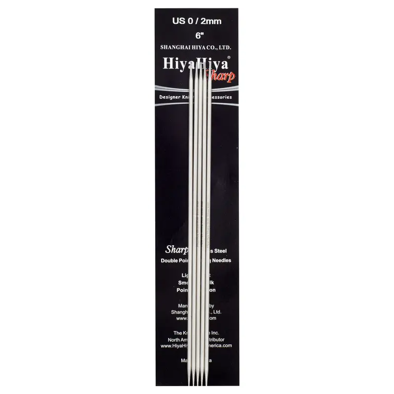 Hiyahiya Stainless Steel Double Point Needles 6" (Sizes 0 To 10) 1