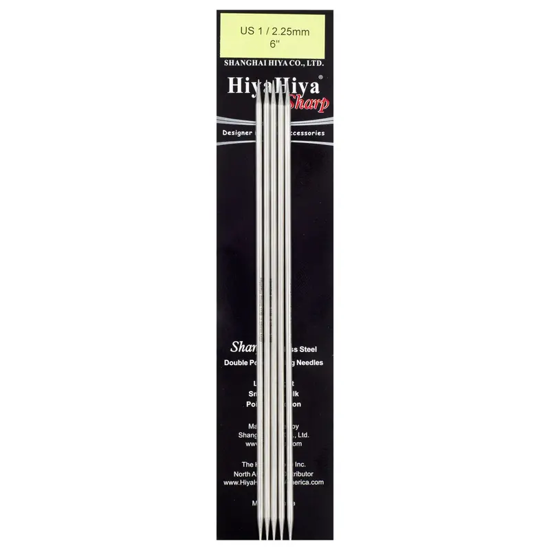 Hiyahiya Stainless Steel Double Point Needles 6" (Sizes 0 To 10) 2