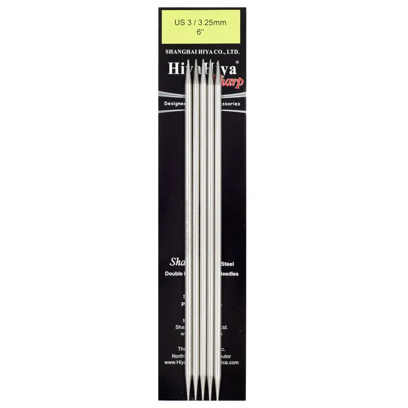 Hiyahiya Stainless Steel Double Point Needles 6" (Sizes 0 To 10) 4