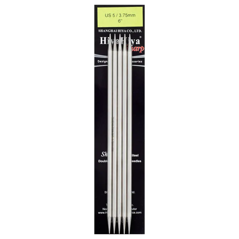 Hiyahiya Stainless Steel Double Point Needles 6" (Sizes 0 To 10) 6