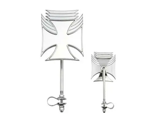 Iron Cross Mirror W/Wing Chrome 1