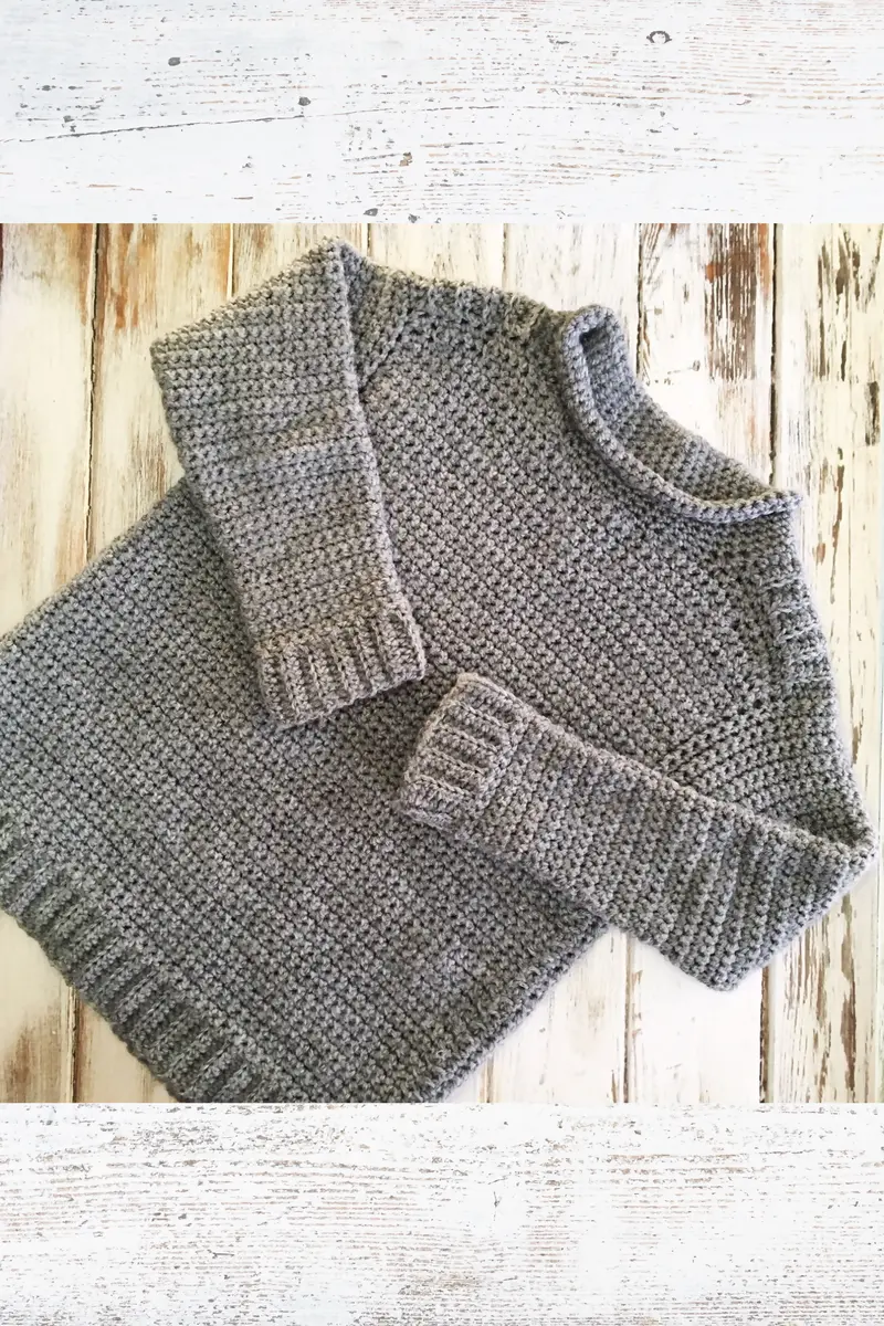 Kids Ribbed Shoulder Sweater (Crochet) 1