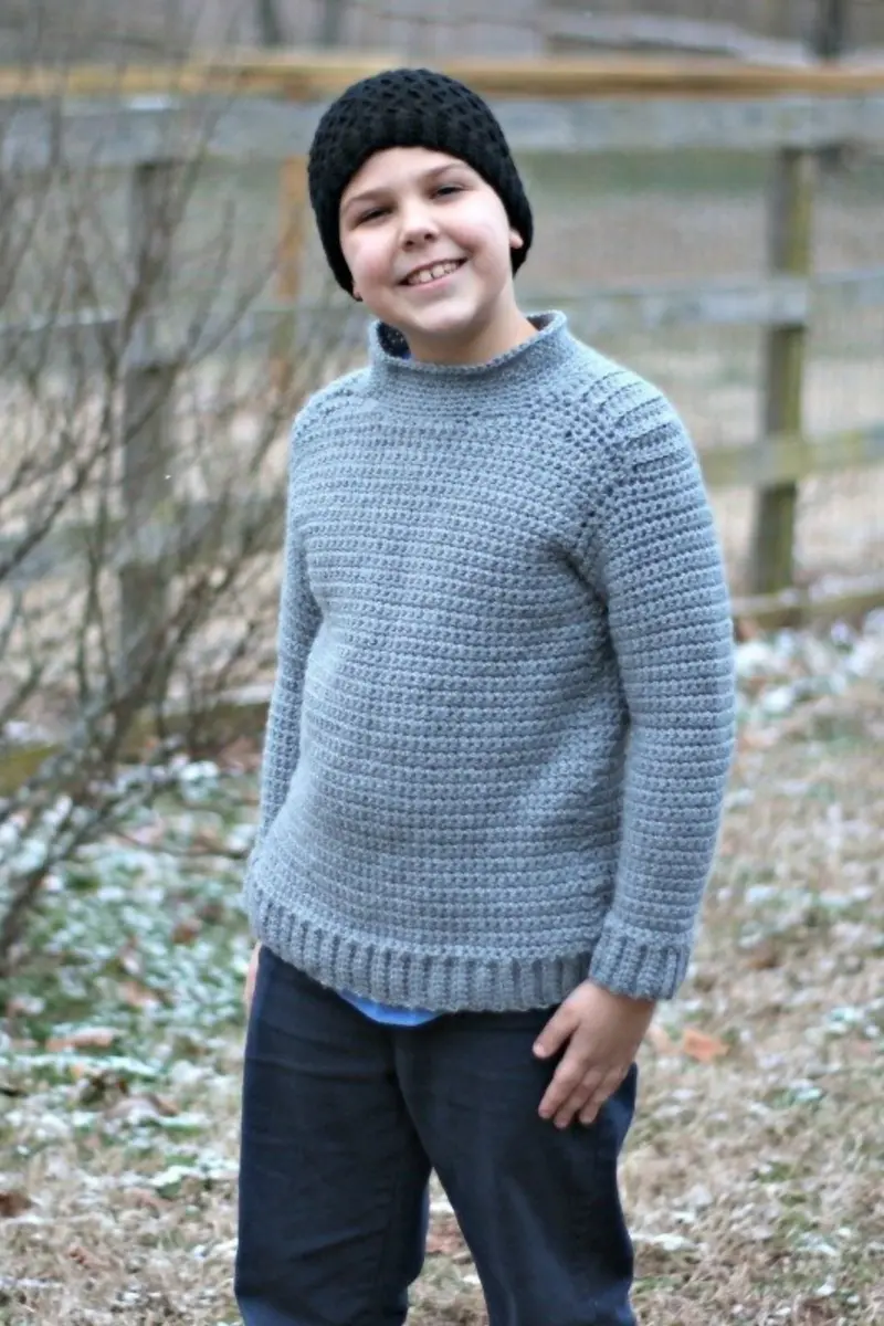 Kids Ribbed Shoulder Sweater (Crochet) 2