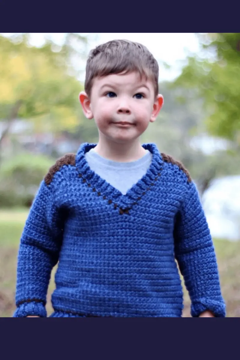 Kid's Saddle Shoulder Sweater (Crochet) 1
