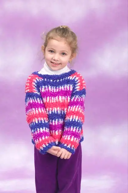 Knit Bright Stripes Pullover Pattern (Knit) 1