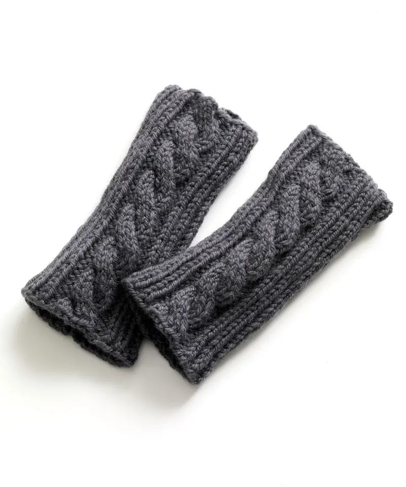 Knit Cabled Wristlets  (Knit) 1
