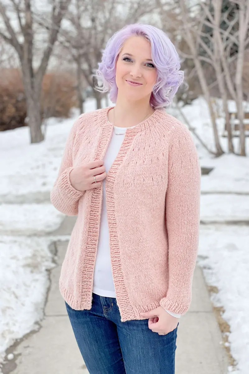 Knit Kit - Easy Eyelet Yoke Cardigan 1