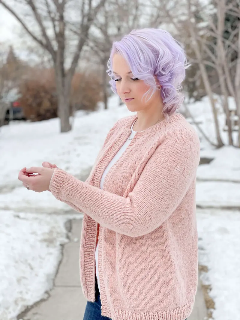 Knit Kit - Easy Eyelet Yoke Cardigan 2