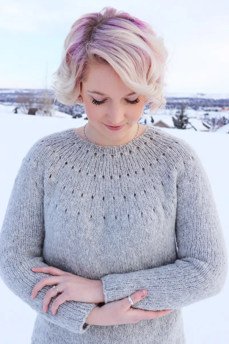 Knit Kit - Easy Eyelet Yoke Sweater 1