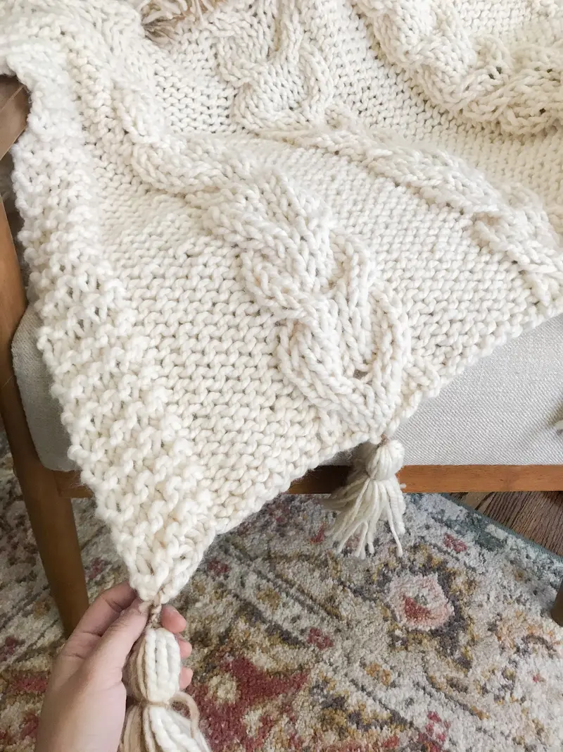 Knit Kit - Fringe Cable Throw 2