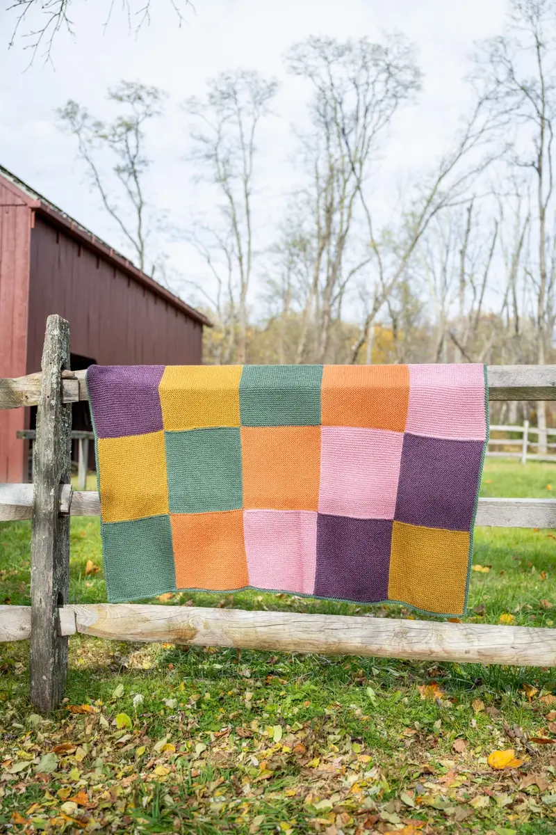 Knit Kit -  Garter Stitch Patchwork Afghan 1
