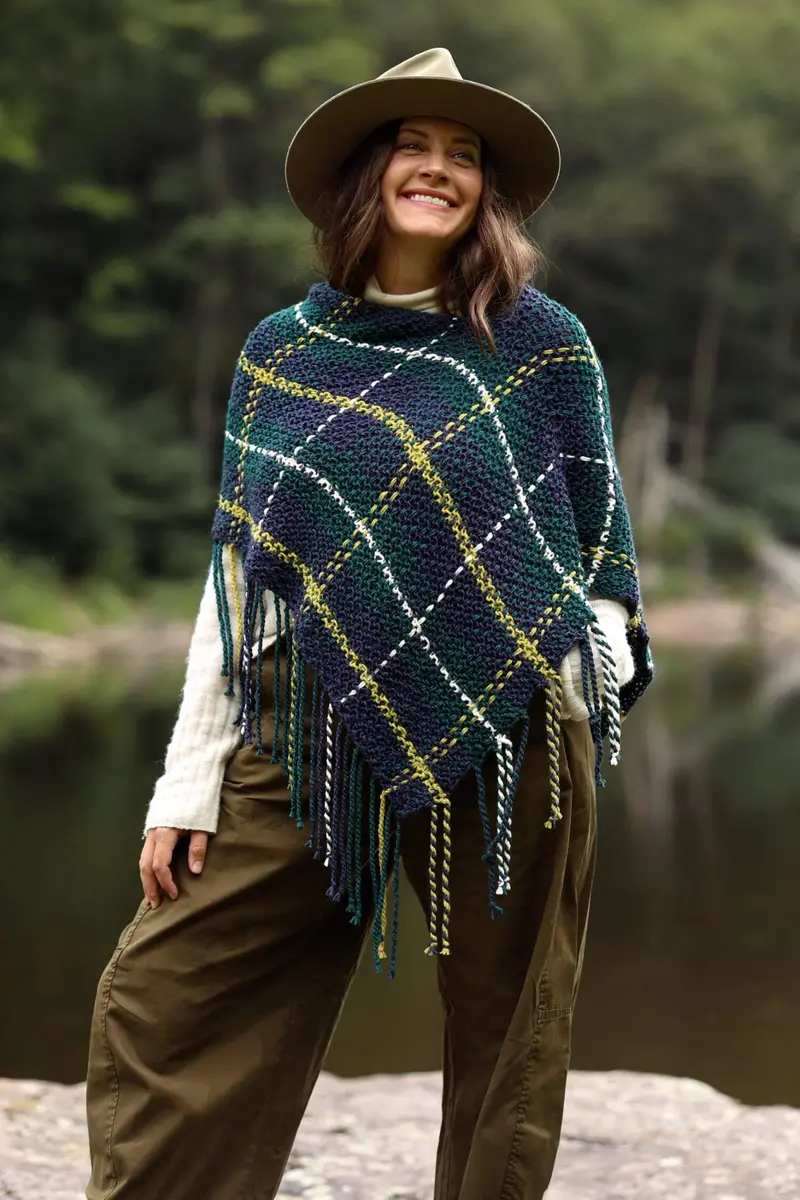 Knit Kit - Glasgow Plaid Poncho 1