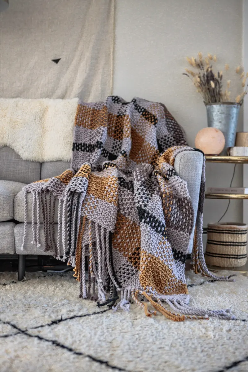 Knit Kit - Moonstone Plaid Blanket 2