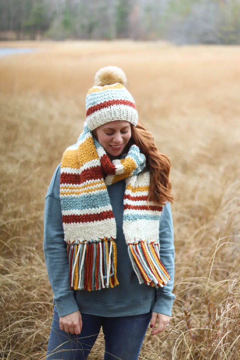 Knit Kit - Scrappy Hat And Scarf 1