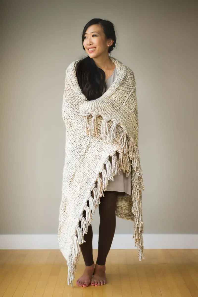 Knit Kit - Simple Chunky Ribbed Knit Blanket 1