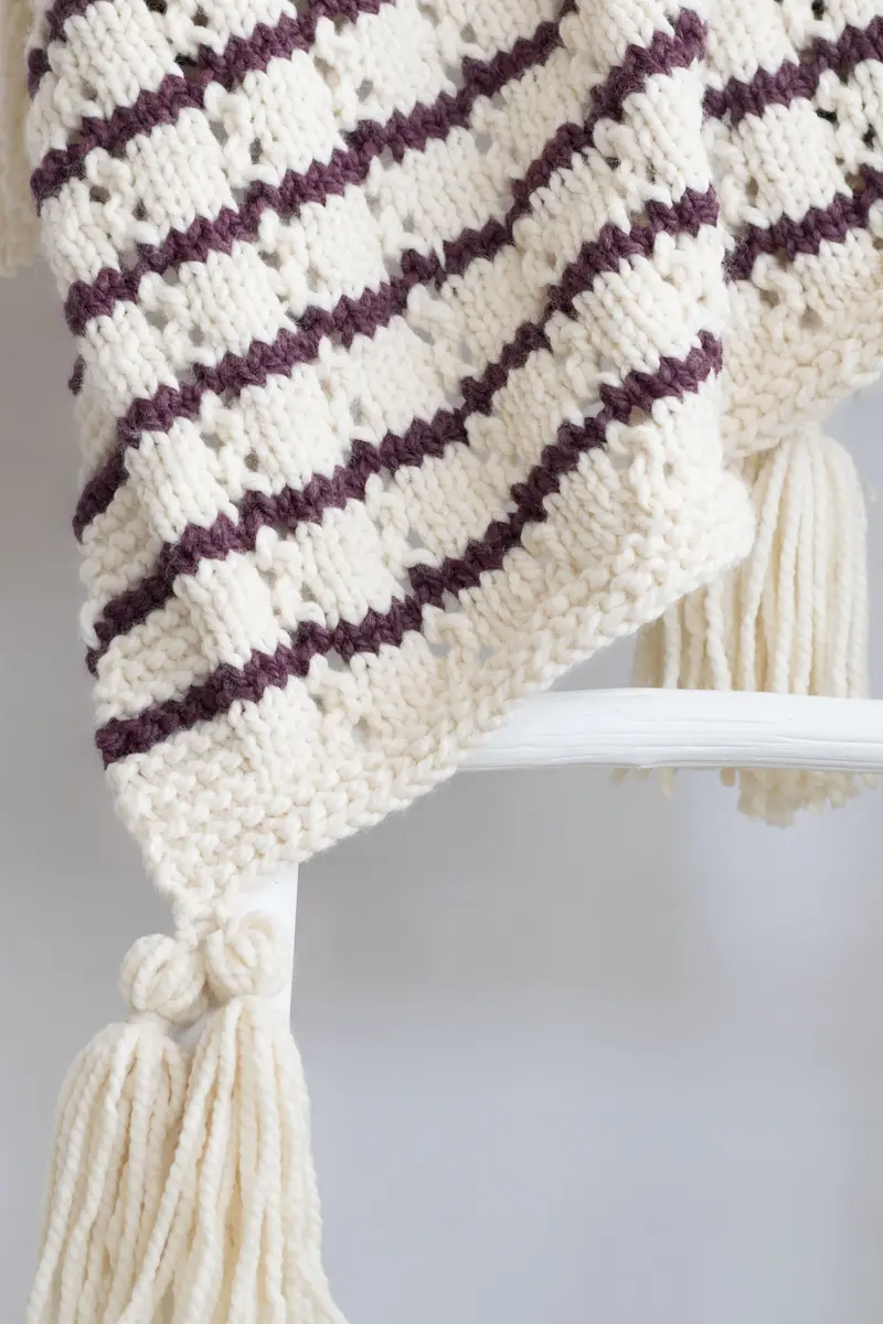 Knit Kit - Stripes & Eyelets Urban Blanket 1