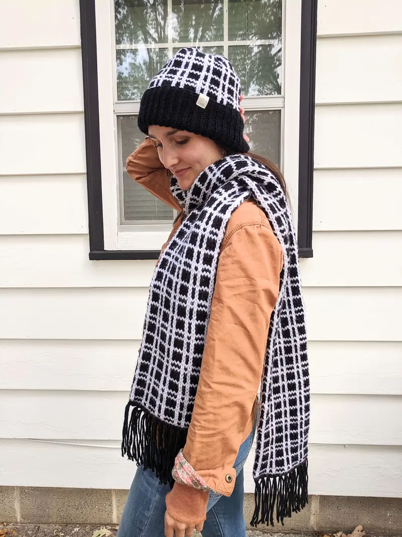 Knit Kit - Tartan Plaid Beanie Lite & Tartan Plaid Scarf 2