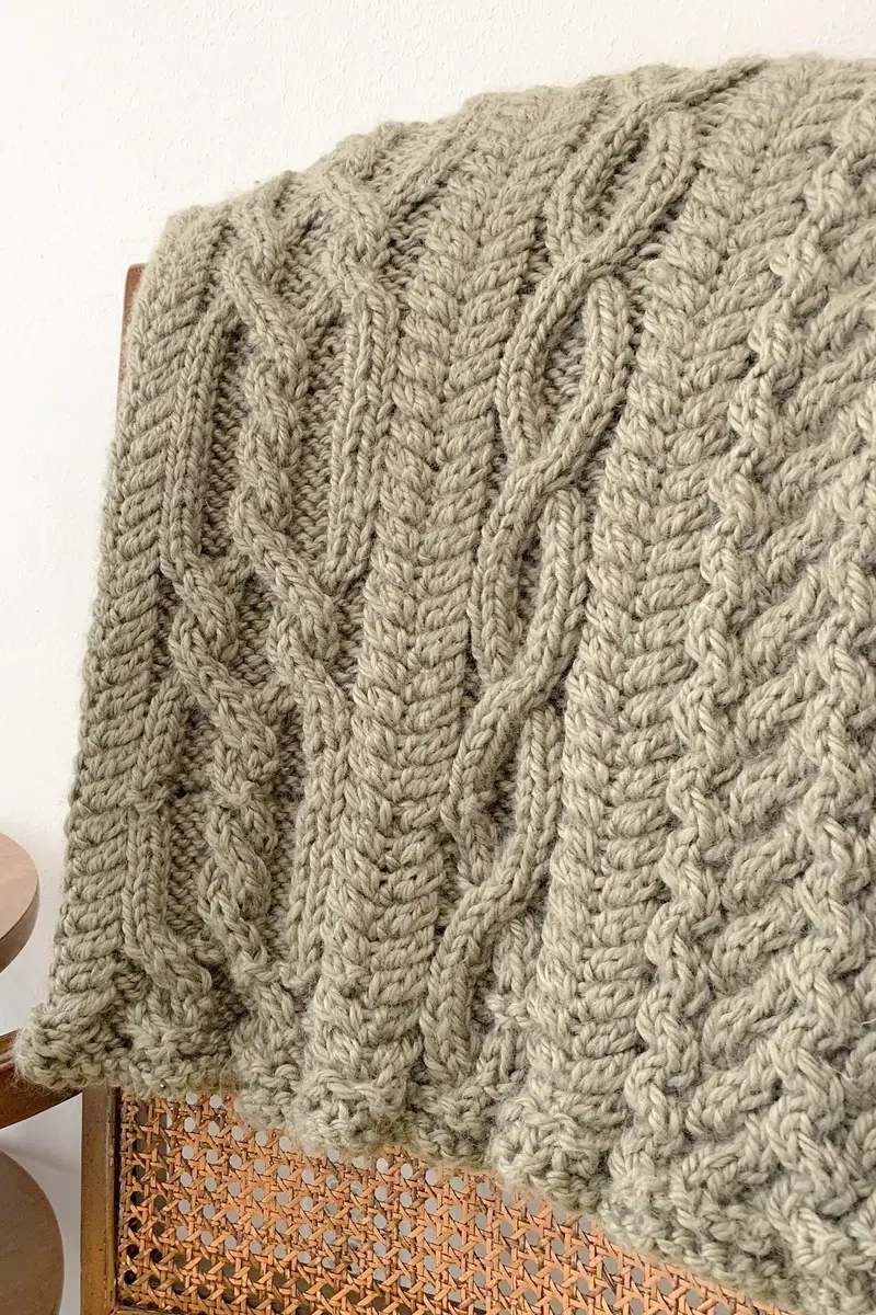 Knit Kit - The Beck Cable Throw 1