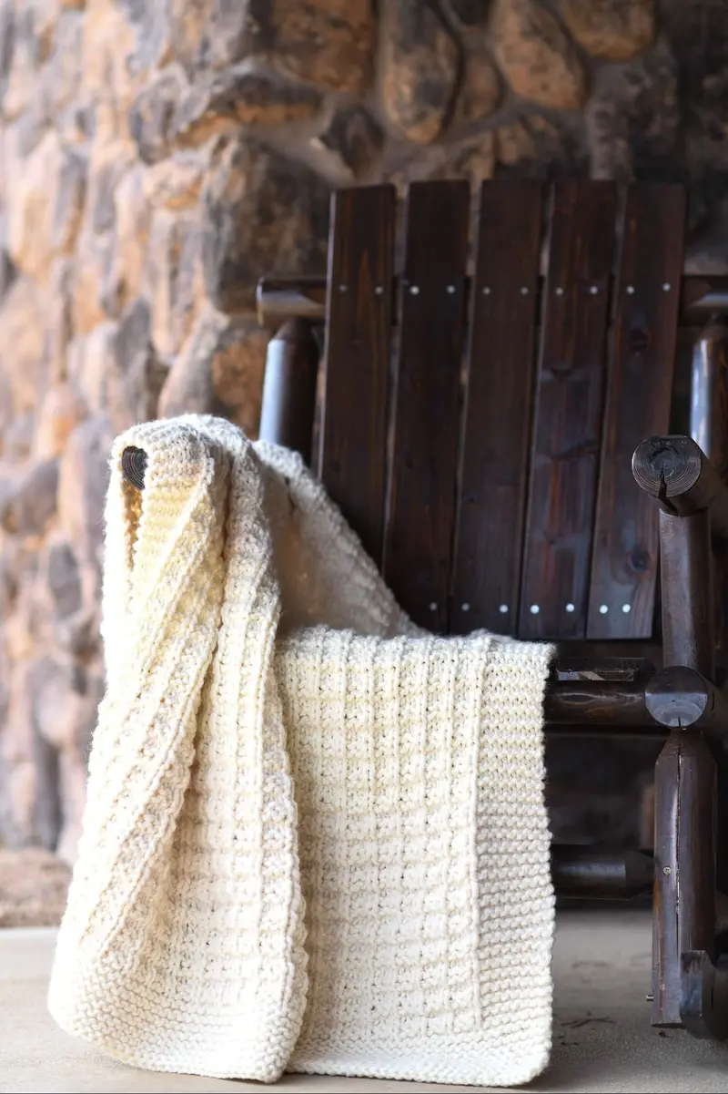 Knit Kit - Wintery Waffle Stitch Throw 1