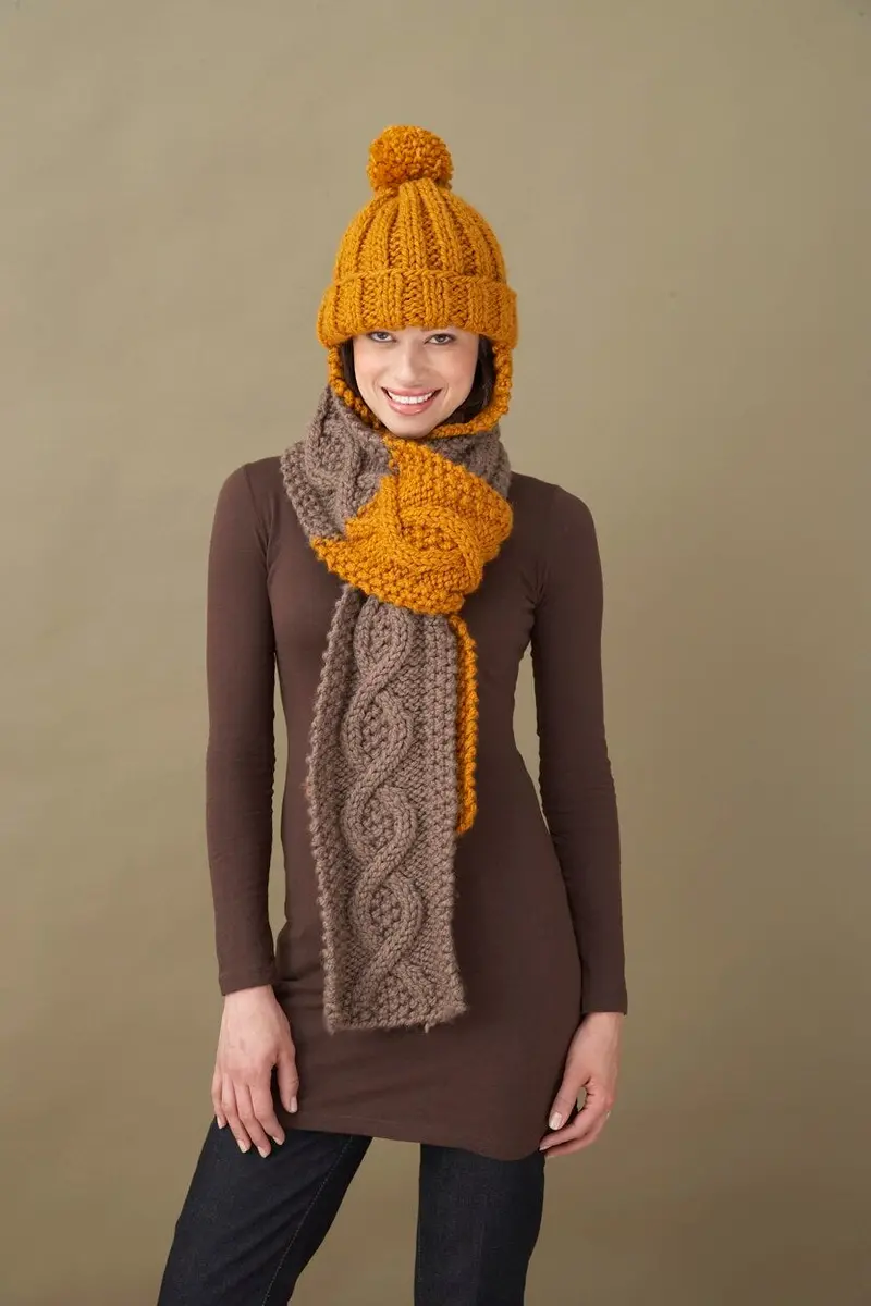 Knit Ribbed Earflap Hat Pattern (Knit) 1