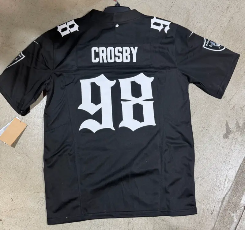Las Vegas Raiders Jersey Old English Maxx Crosby #98 Black With Patch Replica 1