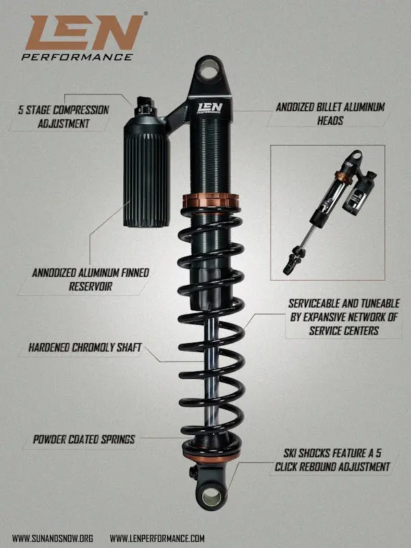 Len Performance Set Of 2 Track Shocks For Ski-Doo Snowmobile Models Oem 503194625 503193283 2
