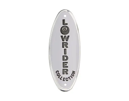 Lowrider Name Plate White/Black. 1